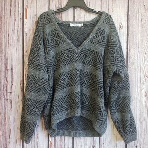 Espirit Sport Wool Blend V-Neck Sweater Gray Mens Vintage Medium Pullover